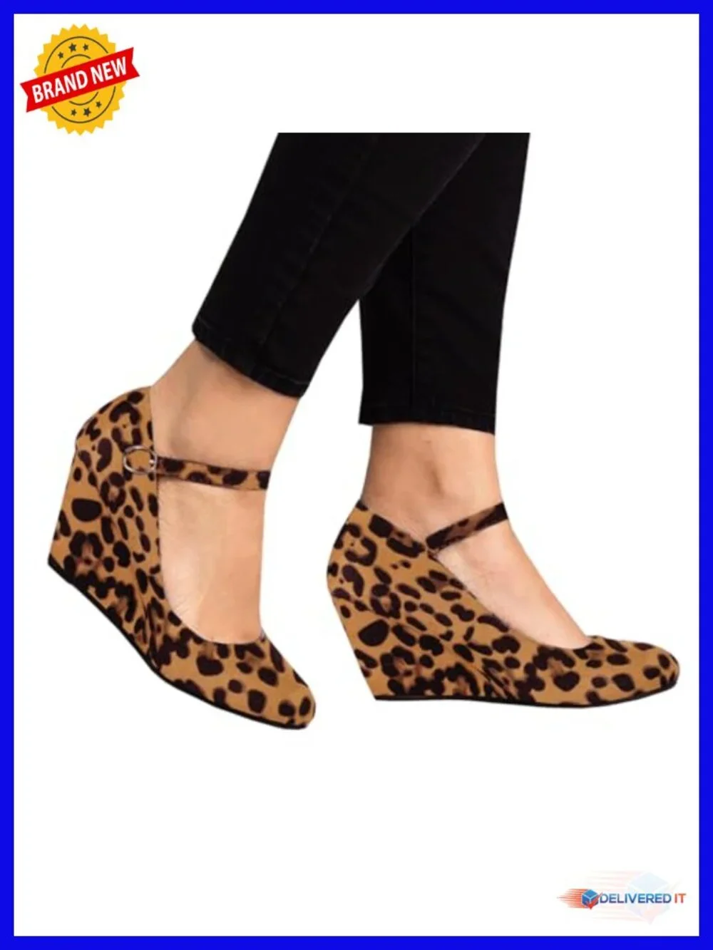 Wedges Pumps Dressy Mary Jane Shoes Closed Toe Ankle Strap Heeled Shoes